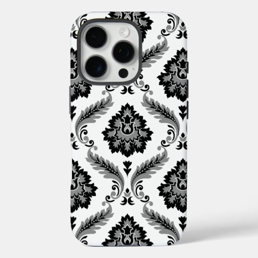 Rococo Damask Pattern Grey Black White Case-Mate iPhone Hülle (Rückseite)