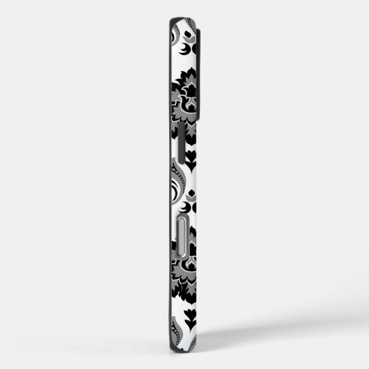 Rococo Damask Pattern Grey Black White Case-Mate iPhone Hülle (Rückseite / Rechts)