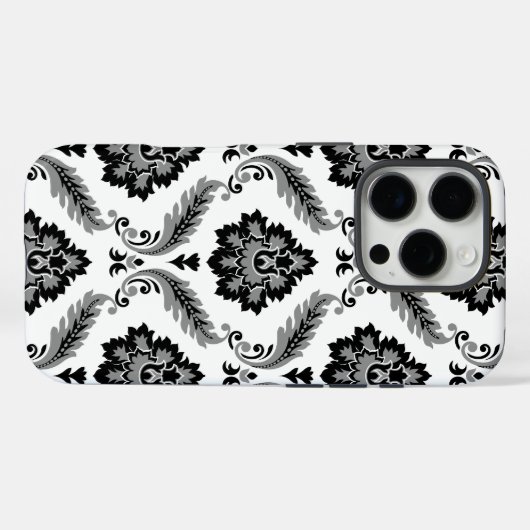 Rococo Damask Pattern Grey Black White Case-Mate iPhone Hülle (Rückseite (Horizontal))