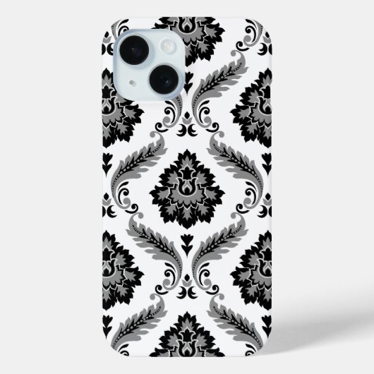 Rococo Damask Pattern Grey Black White Case-Mate iPhone Hülle (Rückseite)
