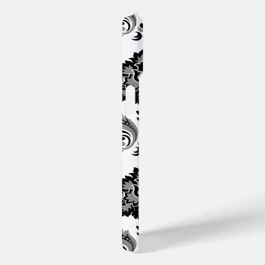 Rococo Damask Pattern Grey Black White Case-Mate iPhone Hülle (Rückseite / Rechts)