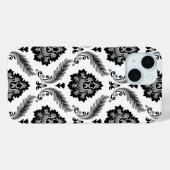 Rococo Damask Pattern Grey Black White Case-Mate iPhone Hülle (Rückseite (Horizontal))