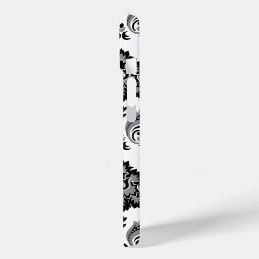 Rococo Damask Pattern Grey Black White Case-Mate iPhone Hülle (Rückseite / Links)
