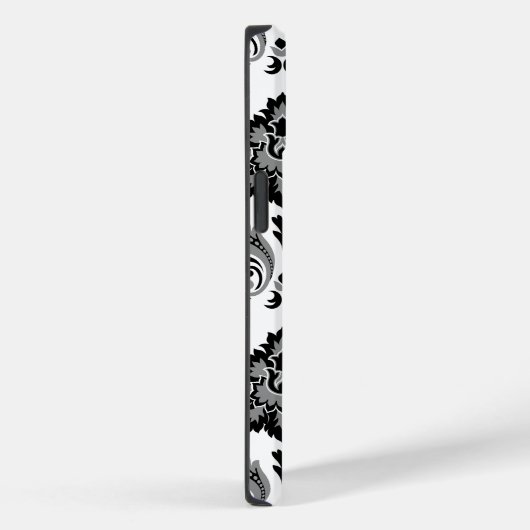 Rococo Damask Pattern Grey Black White Case-Mate iPhone Hülle (Rückseite / Rechts)