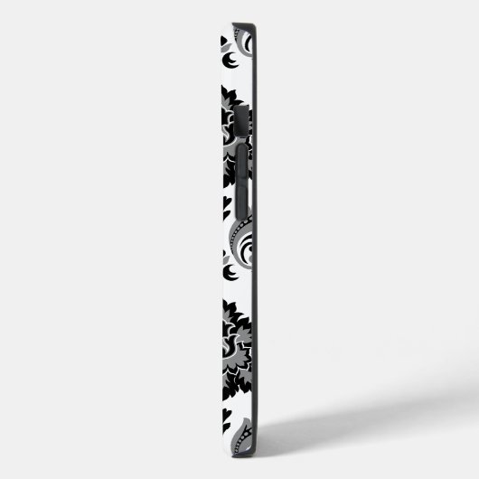 Rococo Damask Pattern Grey Black White Case-Mate iPhone Hülle (Rückseite / Links)