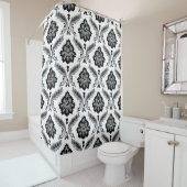 Rococo Damask Pattern Grey Black White Duschvorhang (Beispiel)