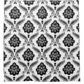 Rococo Damask Pattern Grey Black White Duschvorhang (Vorderseite)