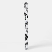 Rococo Damask Pattern Grey Black White iPhone Hülle (Linke Seite)