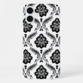 Rococo Damask Pattern Grey Black White iPhone Hülle (Rückseite)