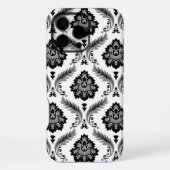 Rococo Damask Pattern Grey Black White iPhone Hülle (Rückseite)