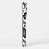 Rococo Damask Pattern Grey Black White iPhone Hülle (Rechte Seite)