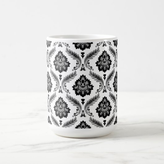 Rococo Damask Pattern Grey Black White Kaffeetasse (Mittel)
