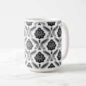 Rococo Damask Pattern Grey Black White Kaffeetasse (VorderseiteRechts)