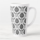 Rococo Damask Pattern Grey Black White Milchtasse (Rechts)