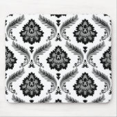 Rococo Damask Pattern Grey Black White Mousepad (Vorne)