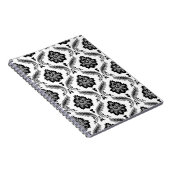 Rococo Damask Pattern Grey Black White Notizblock (Rechte Seite)