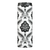 Rococo Damask Pattern Grey Black White Thermosbecher (Rückseite)