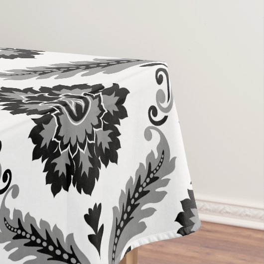 Rococo Damask Pattern Grey Black White Tischdecke (Beispiel)