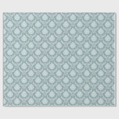 Rococo Damask Rpt Pattern Duck Egg Blue+Teal Geschenkpapier (Flach)