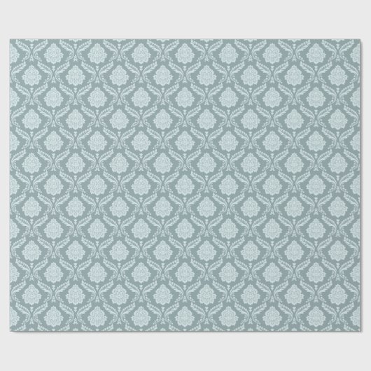Rococo Damask Rpt Pattern Duck Egg Blue+Teal Geschenkpapier (Flach)
