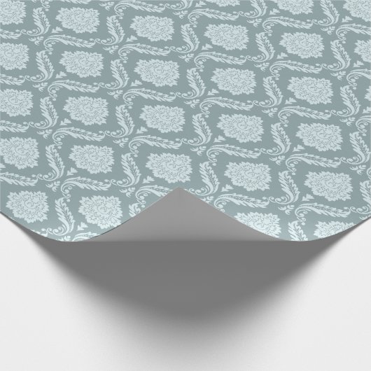 Rococo Damask Rpt Pattern Duck Egg Blue+Teal Geschenkpapier (Ecke)