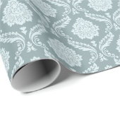 Rococo Damask Rpt Pattern Duck Egg Blue+Teal Geschenkpapier (Rolleneckpunkt)