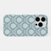 Rococo Damask Rpt Pattern Duck Egg Blue+Teal iPhone Hülle (Rückseite (Horizontal))