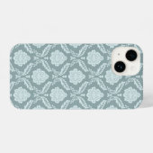 Rococo Damask Rpt Pattern Duck Egg Blue+Teal iPhone Hülle (Rückseite (Horizontal))
