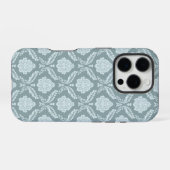 Rococo Damask Rpt Pattern Duck Egg Blue+Teal iPhone Hülle (Rückseite (Horizontal))
