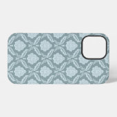 Rococo Damask Rpt Pattern Duck Egg Blue+Teal iPhone Hülle (Rückseite (Horizontal))