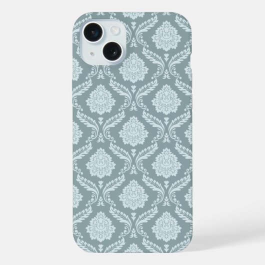 Rococo Damask Rpt Pattern Duck Egg Blue+Teal iPhone Hülle (Rückseite)