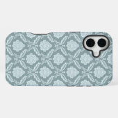 Rococo Damask Rpt Pattern Duck Egg Blue+Teal iPhone Hülle (Rückseite (Horizontal))