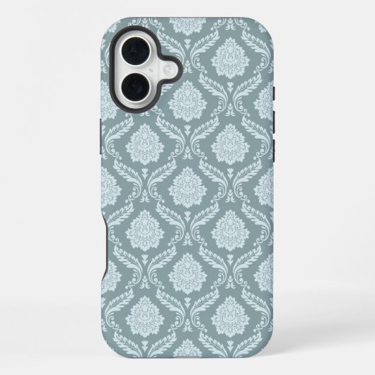 Rococo Damask Rpt Pattern Duck Egg Blue+Teal iPhone Hülle (Rückseite)