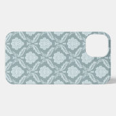 Rococo Damask Rpt Pattern Duck Egg Blue+Teal iPhone Hülle (Rückseite (Horizontal))