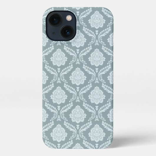 Rococo Damask Rpt Pattern Duck Egg Blue+Teal iPhone Hülle (Rückseite)