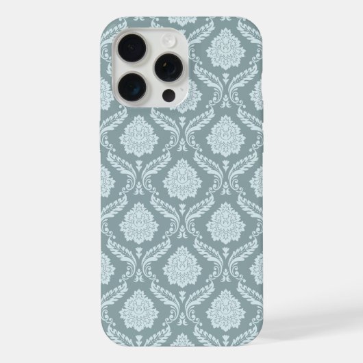 Rococo Damask Rpt Pattern Duck Egg Blue+Teal iPhone Hülle (Rückseite)