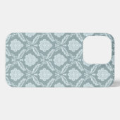 Rococo Damask Rpt Pattern Duck Egg Blue+Teal iPhone Hülle (Rückseite (Horizontal))