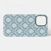 Rococo Damask Rpt Pattern Duck Egg Blue+Teal iPhone Hülle (Rückseite (Horizontal))