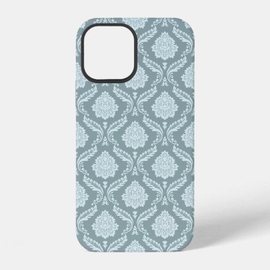 Rococo Damask Rpt Pattern Duck Egg Blue+Teal iPhone Hülle (Rückseite)