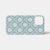 Rococo Damask Rpt Pattern Duck Egg Blue+Teal iPhone Hülle (Rückseite (Horizontal))