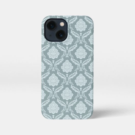 Rococo Damask Rpt Pattern Duck Egg Blue+Teal iPhone Hülle (Rückseite)