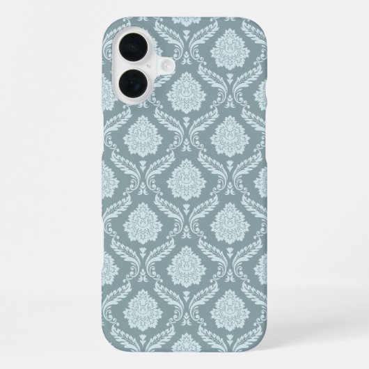 Rococo Damask Rpt Pattern Duck Egg Blue+Teal iPhone Hülle (Rückseite)