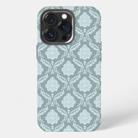 Rococo Damask Rpt Pattern Duck Egg Blue+Teal iPhone Hülle (Hinten)