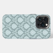 Rococo Damask Rpt Pattern Duck Egg Blue+Teal iPhone Hülle (Rückseite (Horizontal))