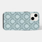 Rococo Damask Rpt Pattern Duck Egg Blue+Teal iPhone Hülle (Rückseite (Horizontal))