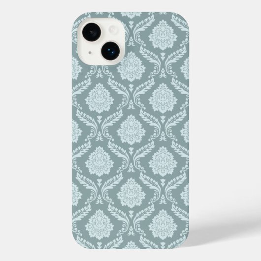 Rococo Damask Rpt Pattern Duck Egg Blue+Teal iPhone Hülle (Rückseite)