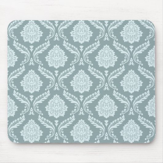 Rococo Damask Rpt Pattern Duck Egg Blue+Teal Mousepad (Vorne)