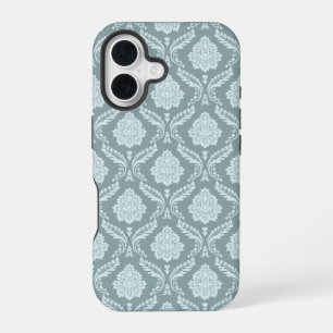 Rococo-Damask-Wiederholungsmuster Entengrüne-Blau+ iPhone 16 Hülle