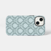 Rococo-Damask-Wiederholungsmuster Entengrüne+Türki iPhone Hülle (Rückseite (Horizontal))