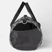 Rococo-Damask-Wiederholungsmuster Schwarz auf Grau Duffle Bag (Rechts)